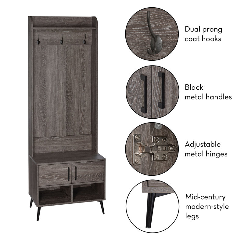 RiverRidge Home Woodbury Hall Tree with Bench and Shoe Storage